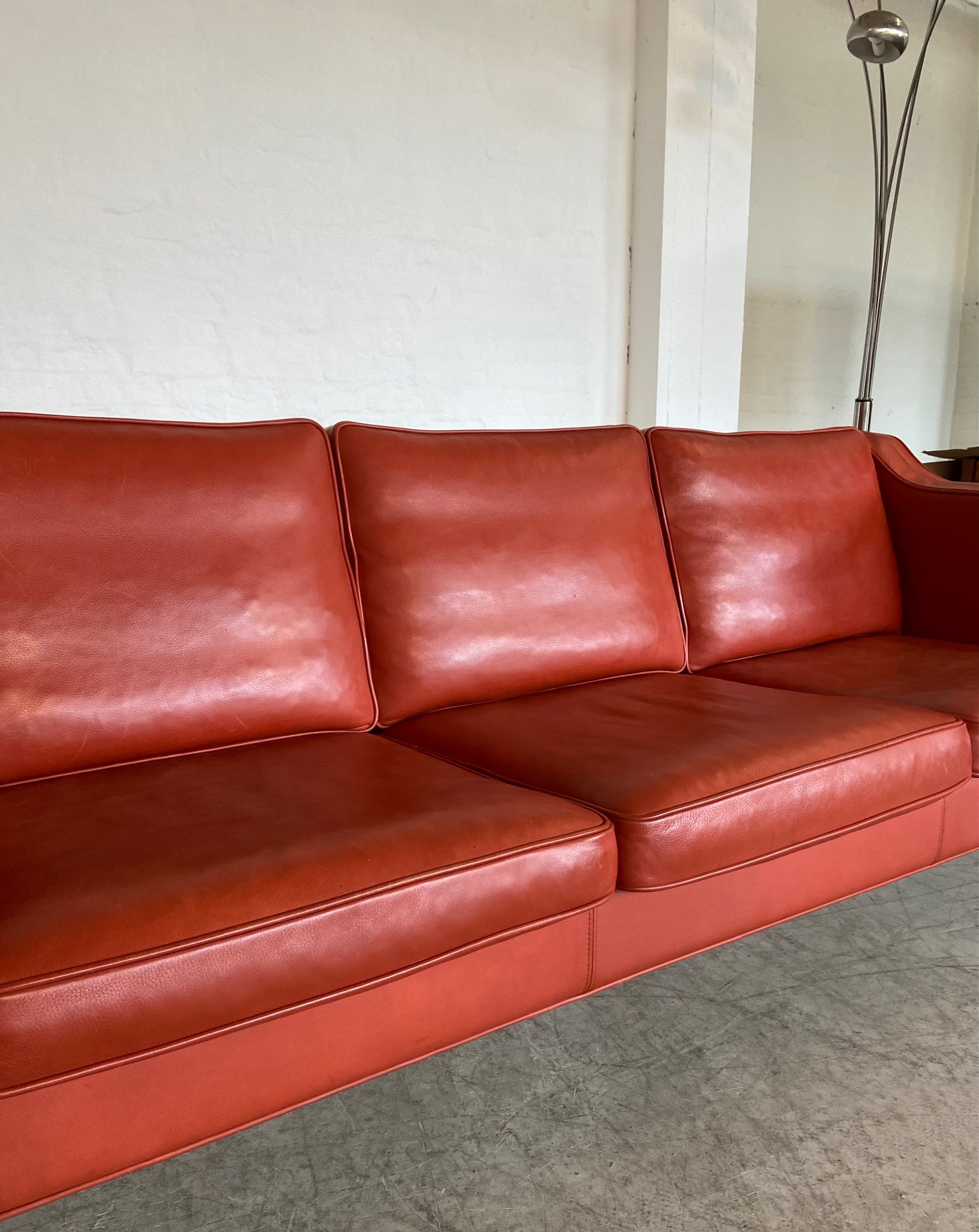 IMG_8748 Mogens Hansen Vintage Danish 3 Person Cognac Leather Sofa