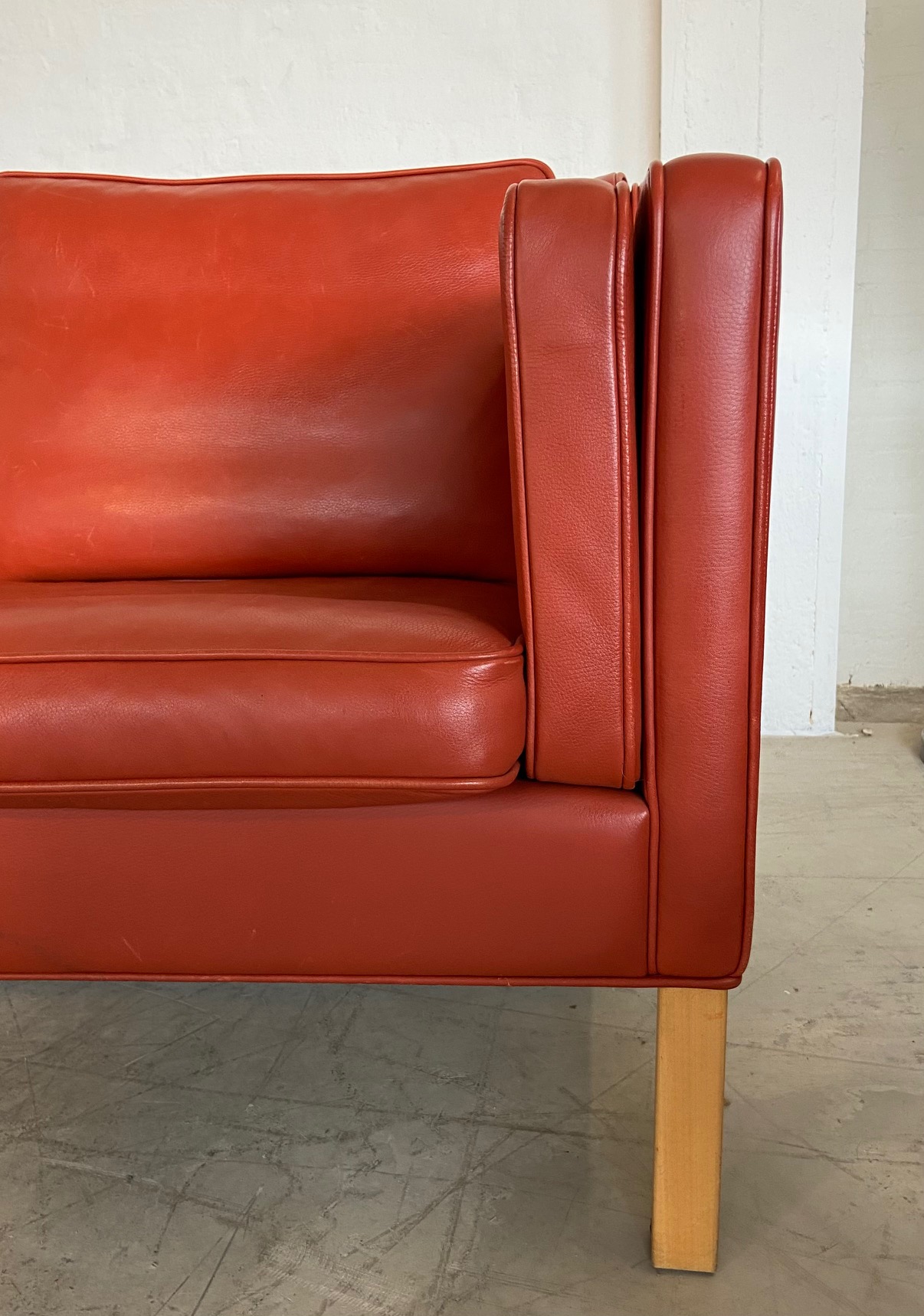 IMG_8749 Mogens Hansen Vintage Danish 3 Person Cognac Leather Sofa