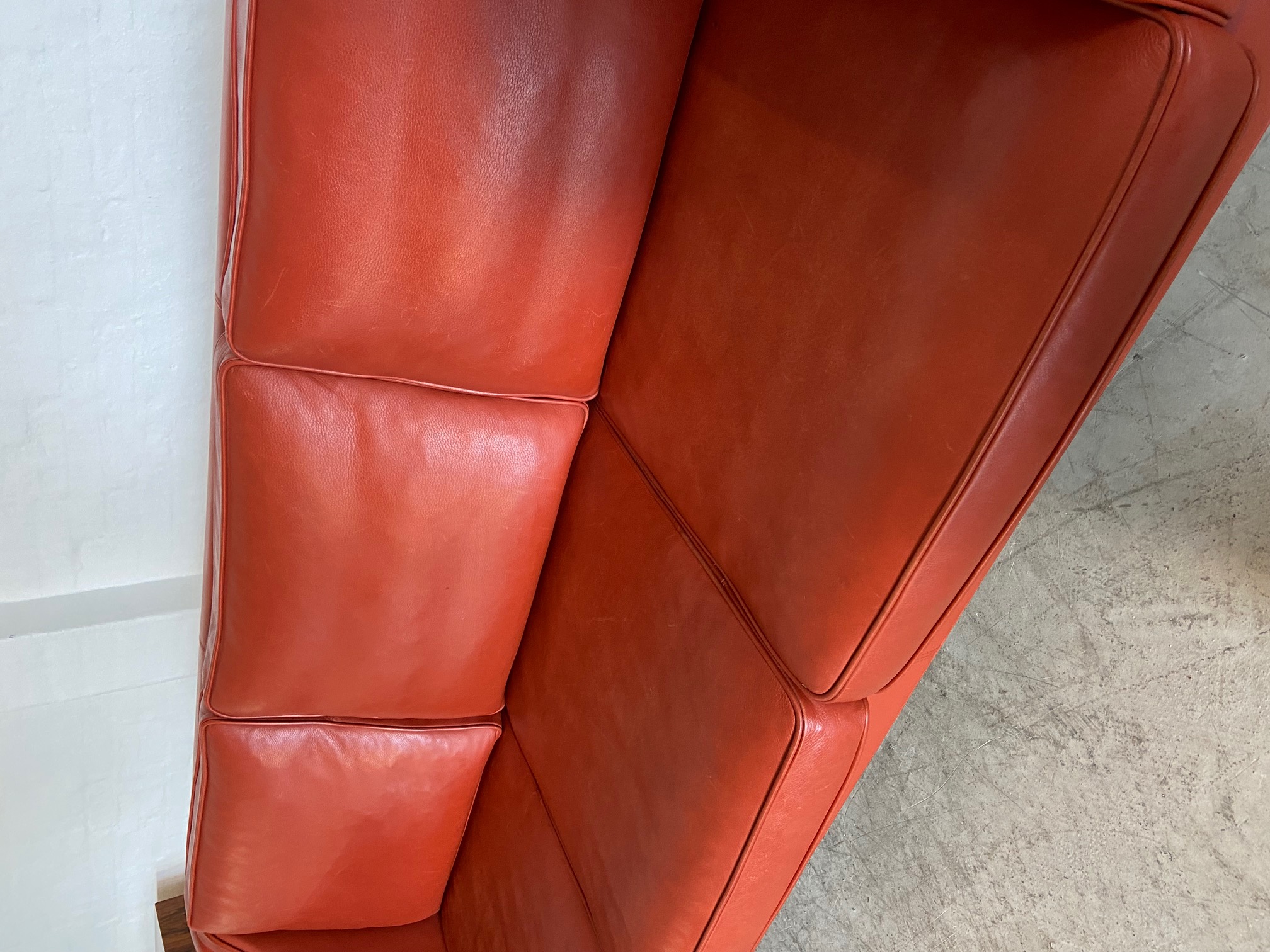 IMG_8751 Mogens Hansen Vintage Danish 3 Person Cognac Leather Sofa
