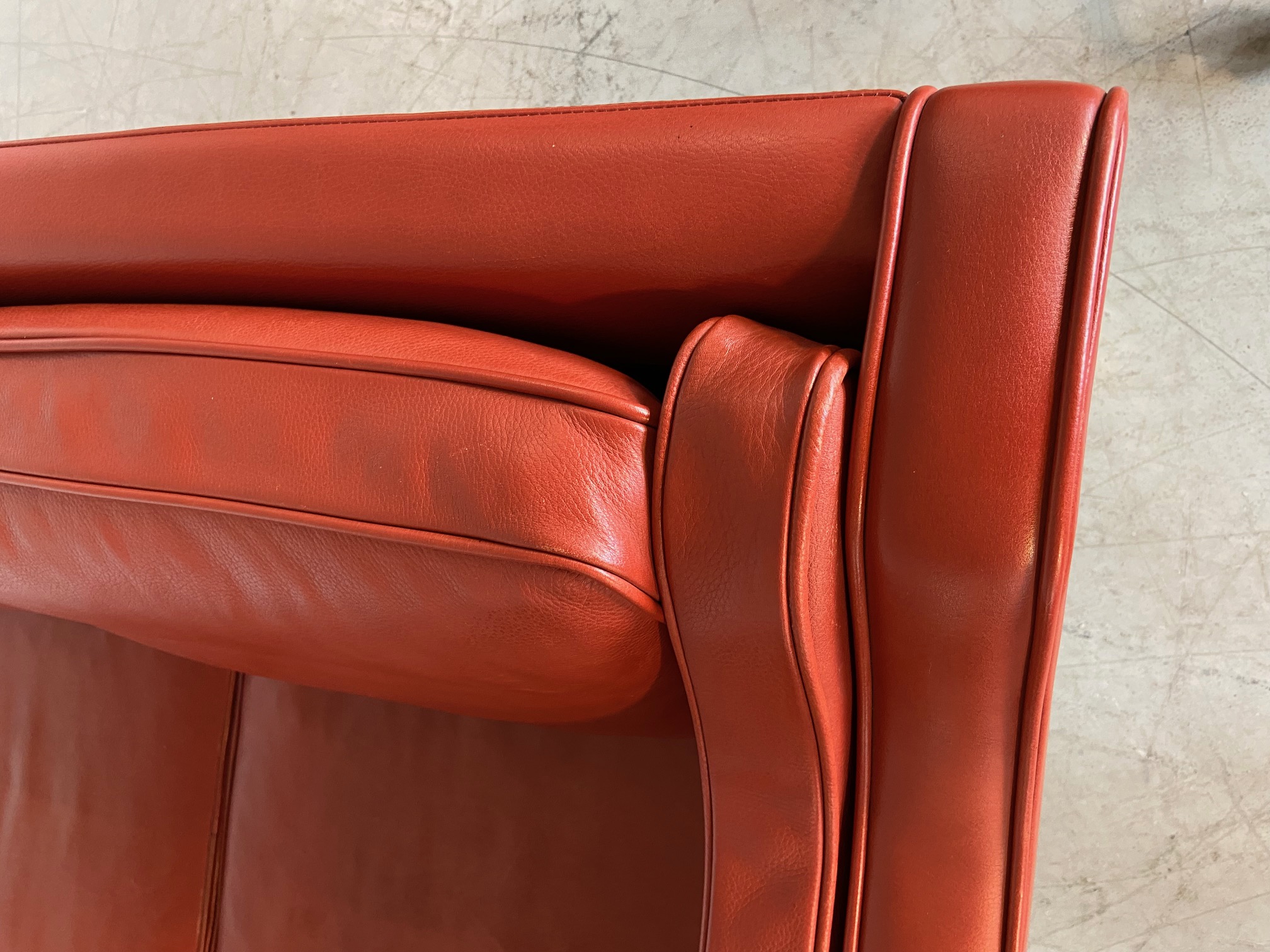 IMG_8759 Mogens Hansen Vintage Danish 3 Person Cognac Leather Sofa