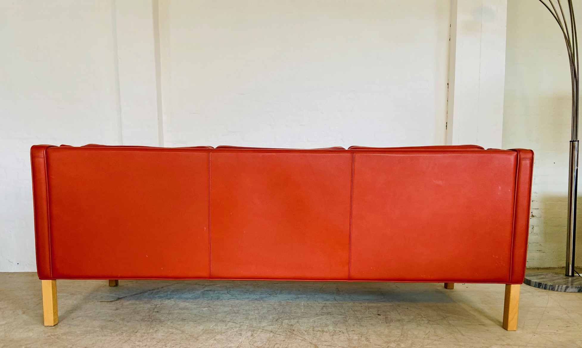 IMG_8763 Mogens Hansen Vintage Danish 3 Person Cognac Leather Sofa