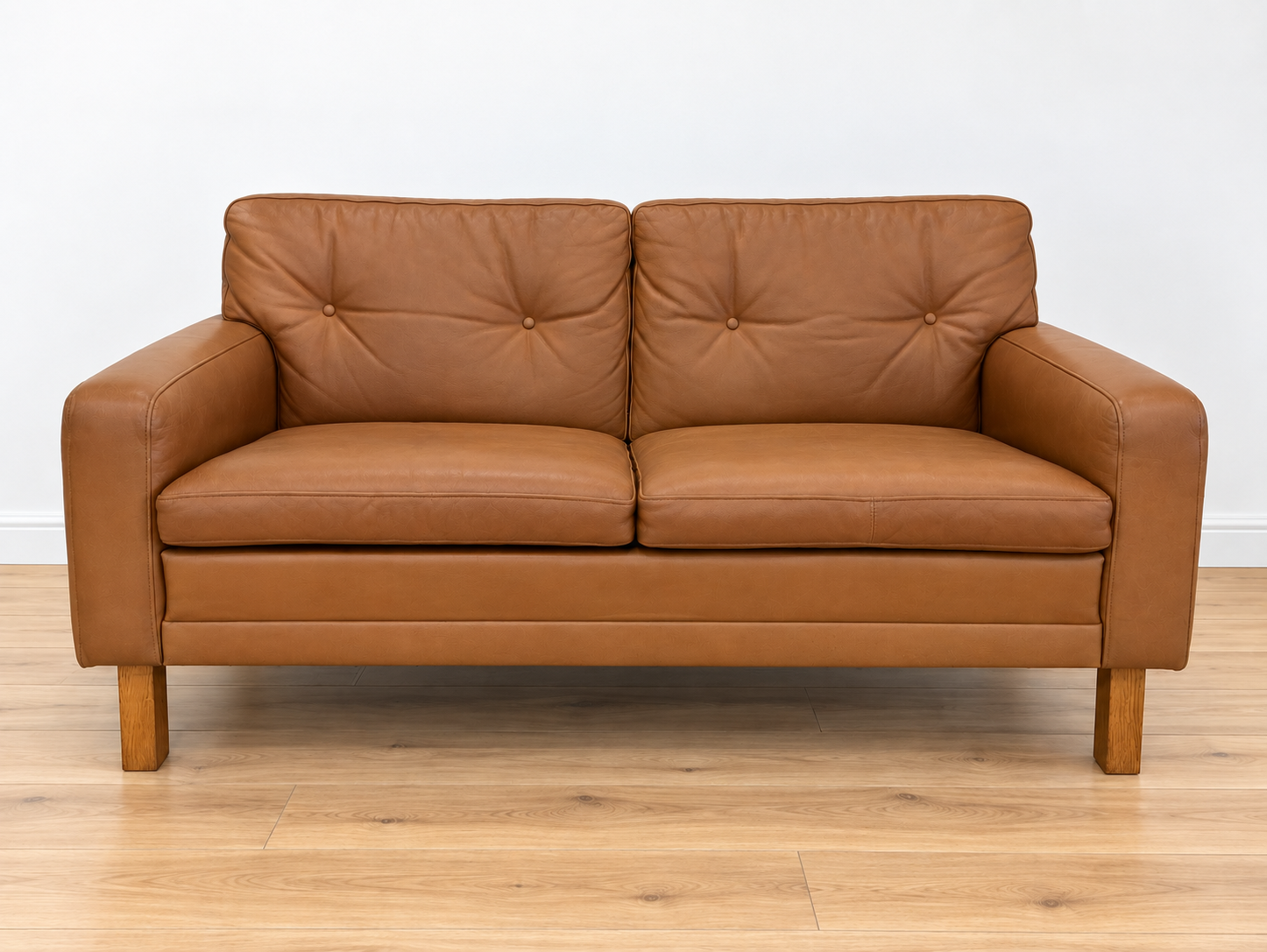 Mid Century Scandinavian Peem Oy,  2 Seater Cognac Leather Sofa 1960's