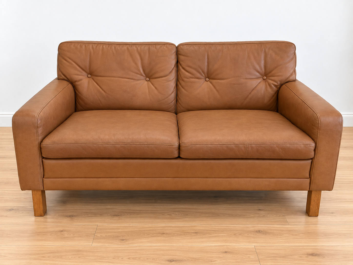Mid Century Scandinavian Peem Oy,  2 Seater Cognac Leather Sofa 1960's