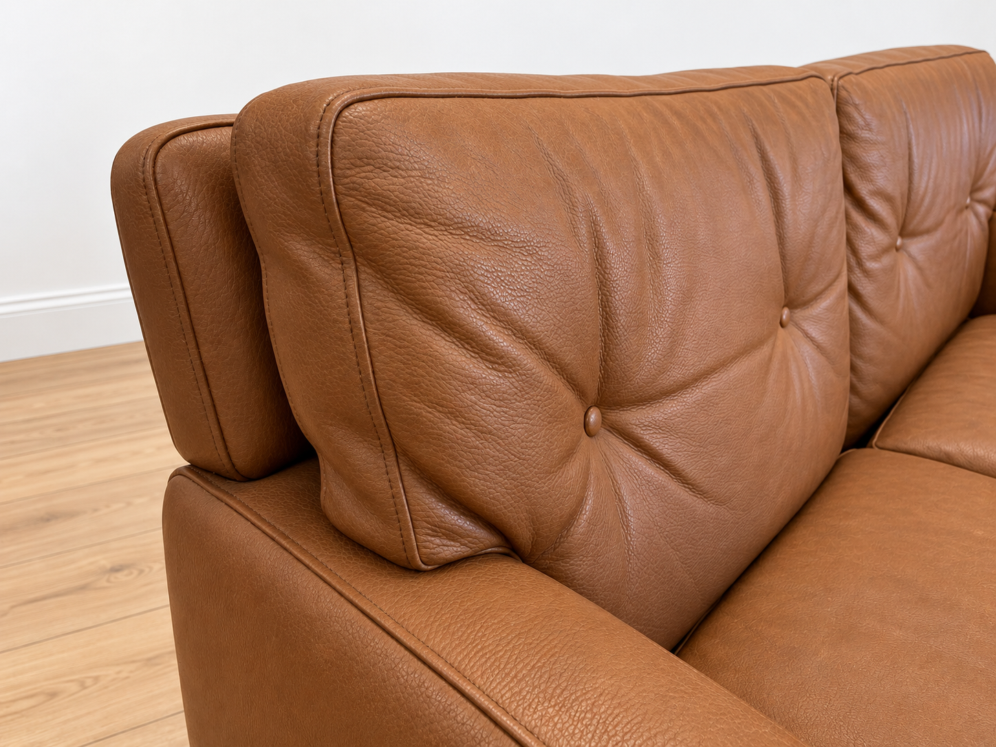 Mid Century Scandinavian Peem Oy,  2 Seater Cognac Leather Sofa 1960's