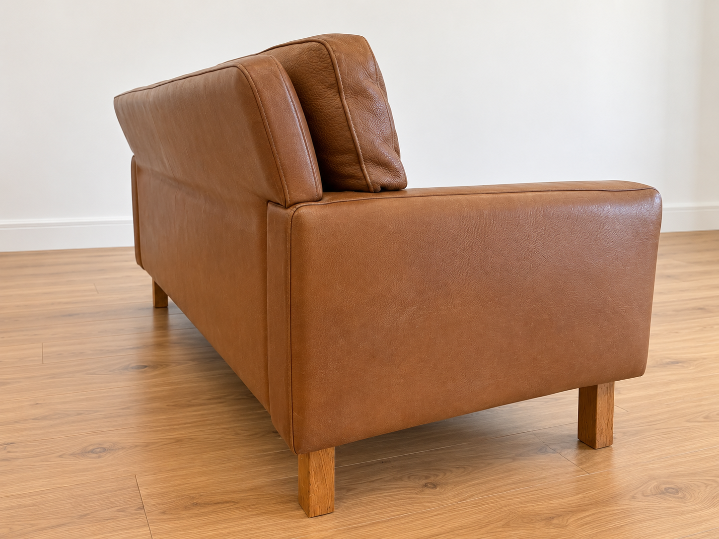 Mid Century Scandinavian Peem Oy,  2 Seater Cognac Leather Sofa 1960's