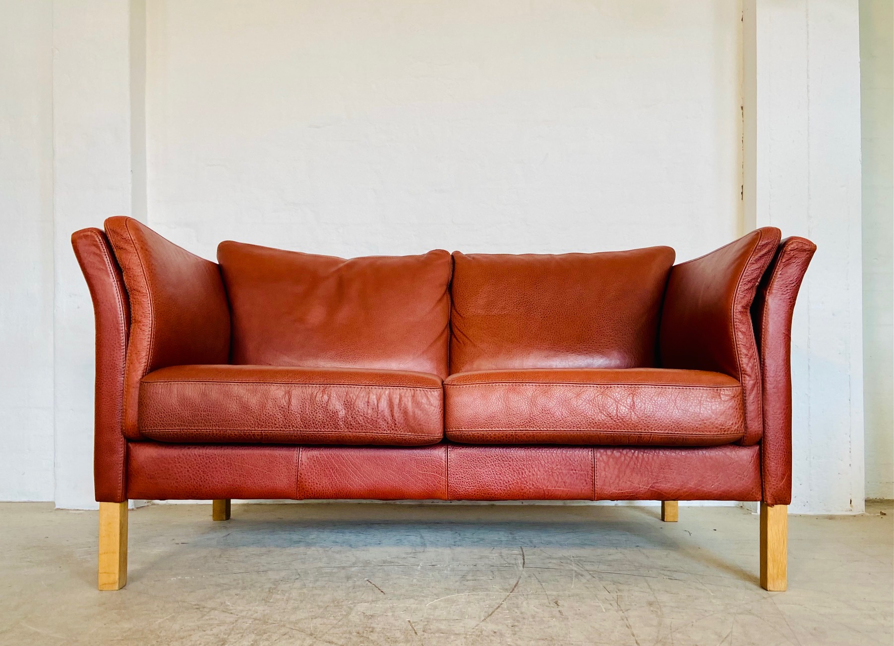 IMG_9373 Vintage Danish Retro Skalma 2 Person Sofa In Cognac Leather