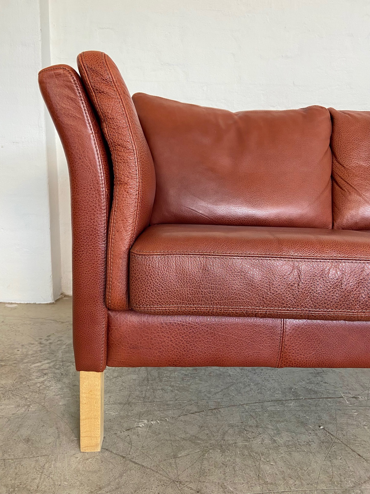 IMG_9376 Vintage Danish Retro Skalma 2 Person Sofa In Cognac Leather