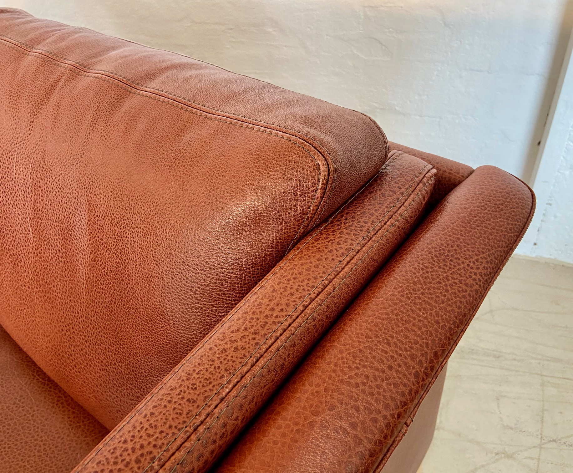 IMG_9382 Vintage Danish Retro Skalma 2 Person Sofa In Cognac Leather