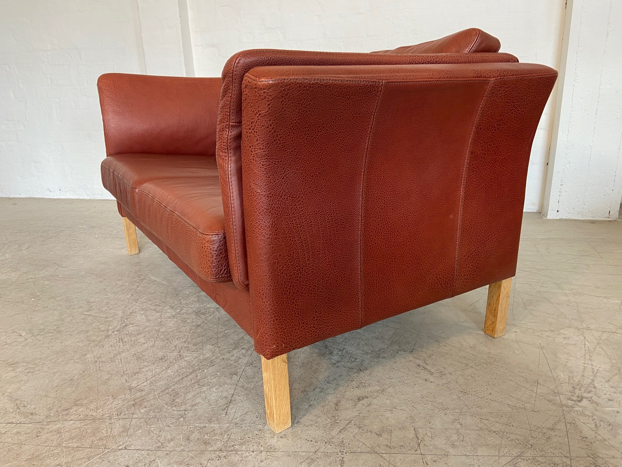 IMG_9383 Vintage Danish Retro Skalma 2 Person Sofa In Cognac Leather