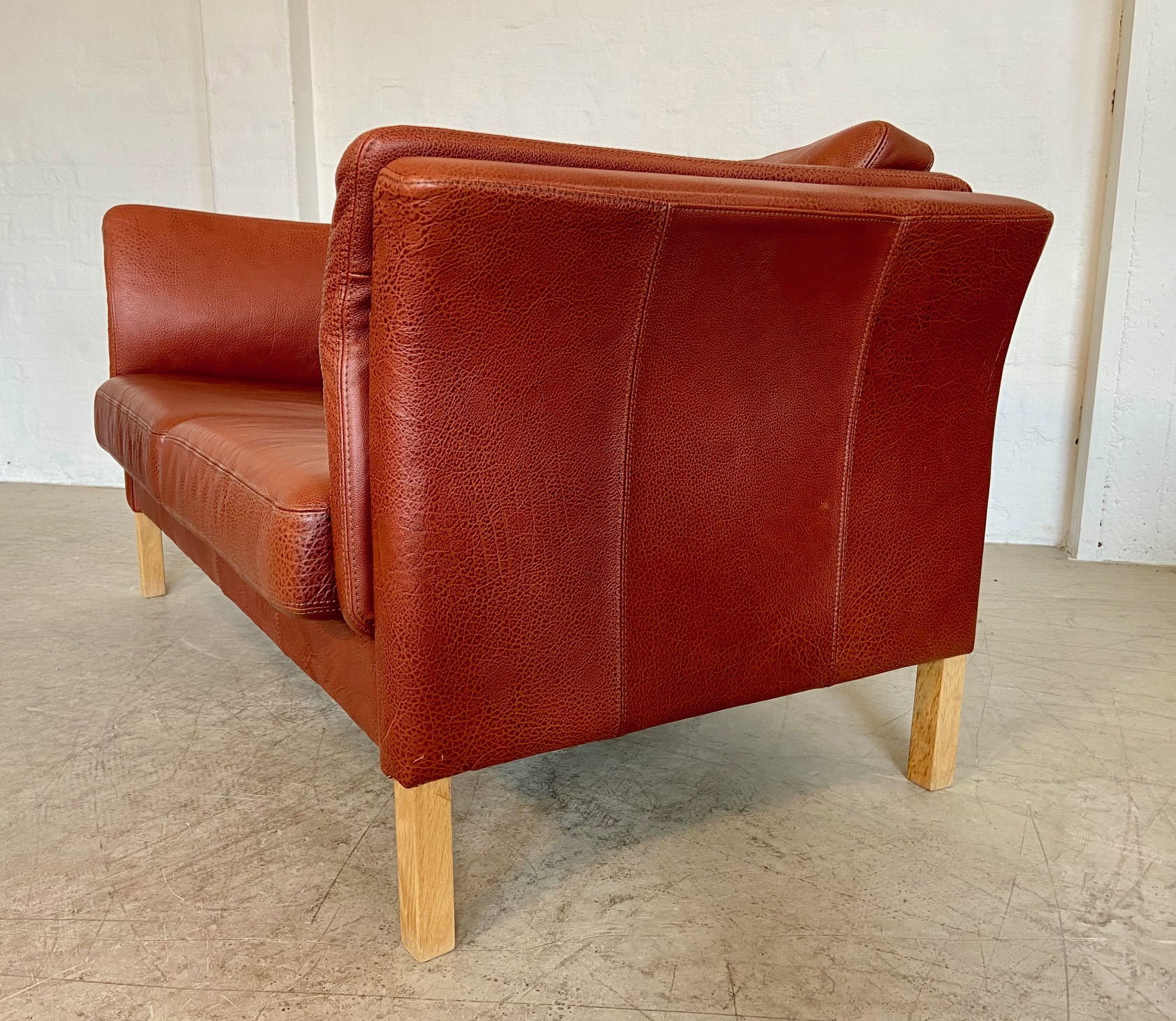 IMG_9384 Vintage Danish Retro Skalma 2 Person Sofa In Cognac Leather