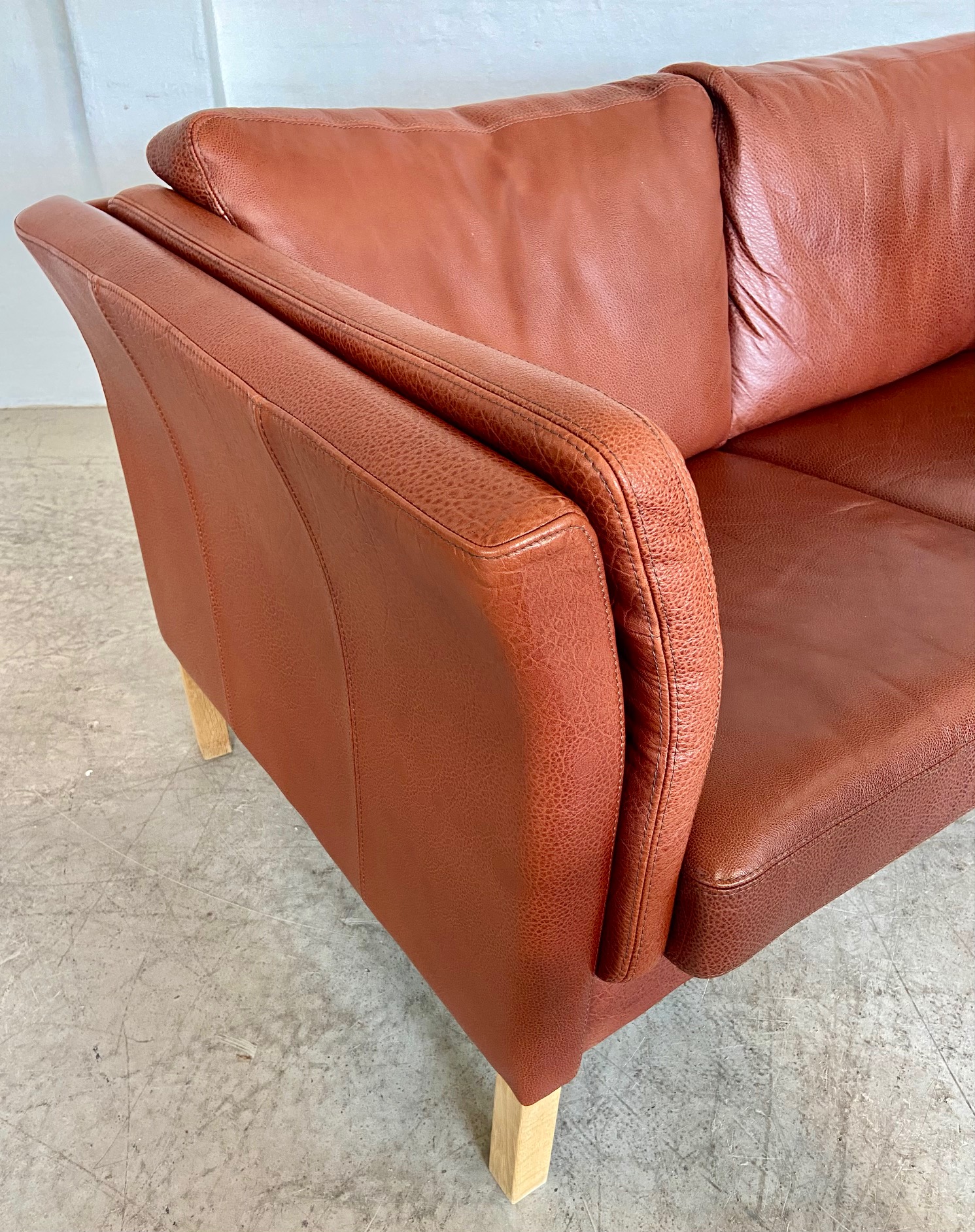 IMG_9388 Vintage Danish Retro Skalma 2 Person Sofa In Cognac Leather