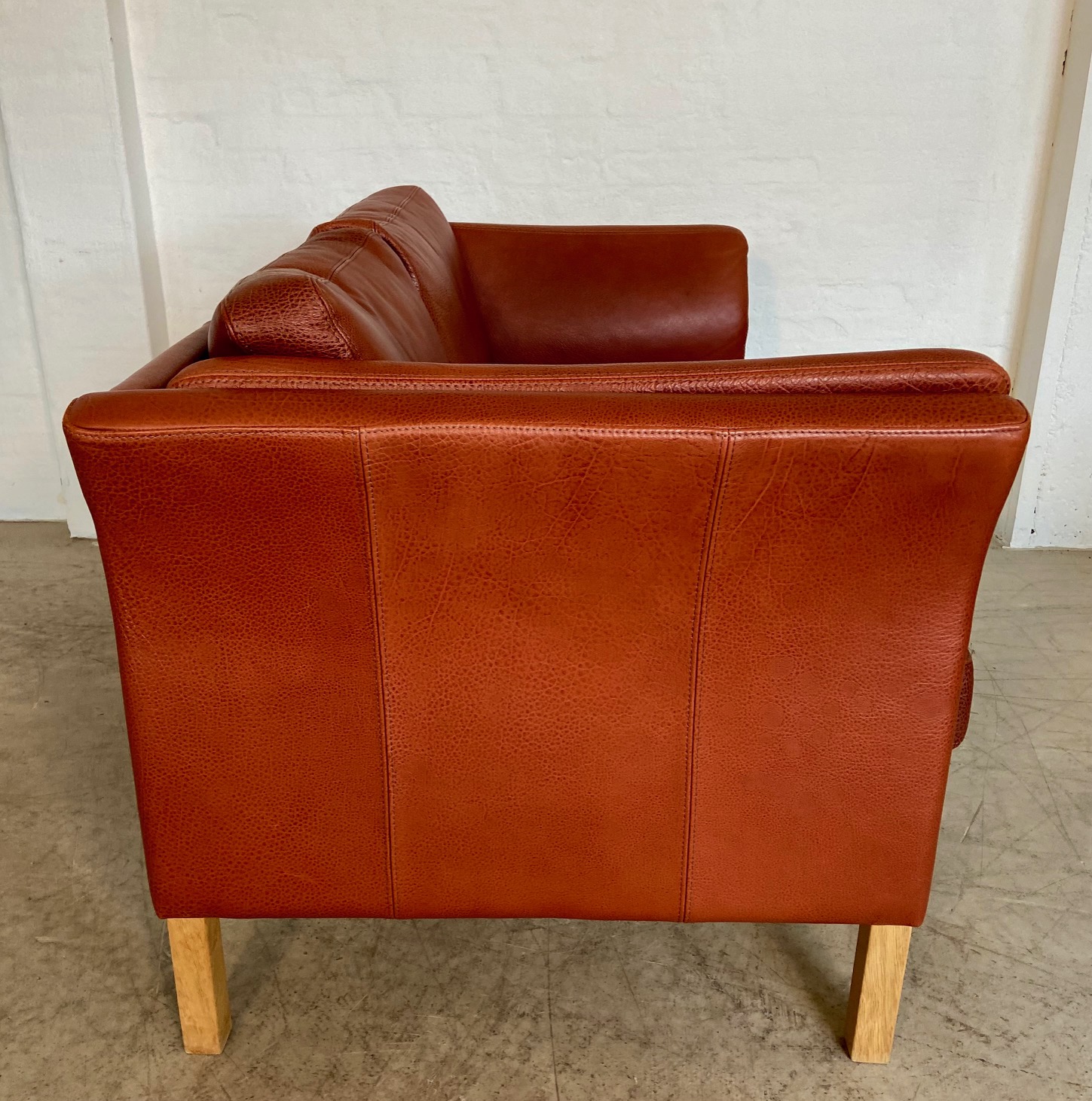IMG_9389 Vintage Danish Retro Skalma 2 Person Sofa In Cognac Leather