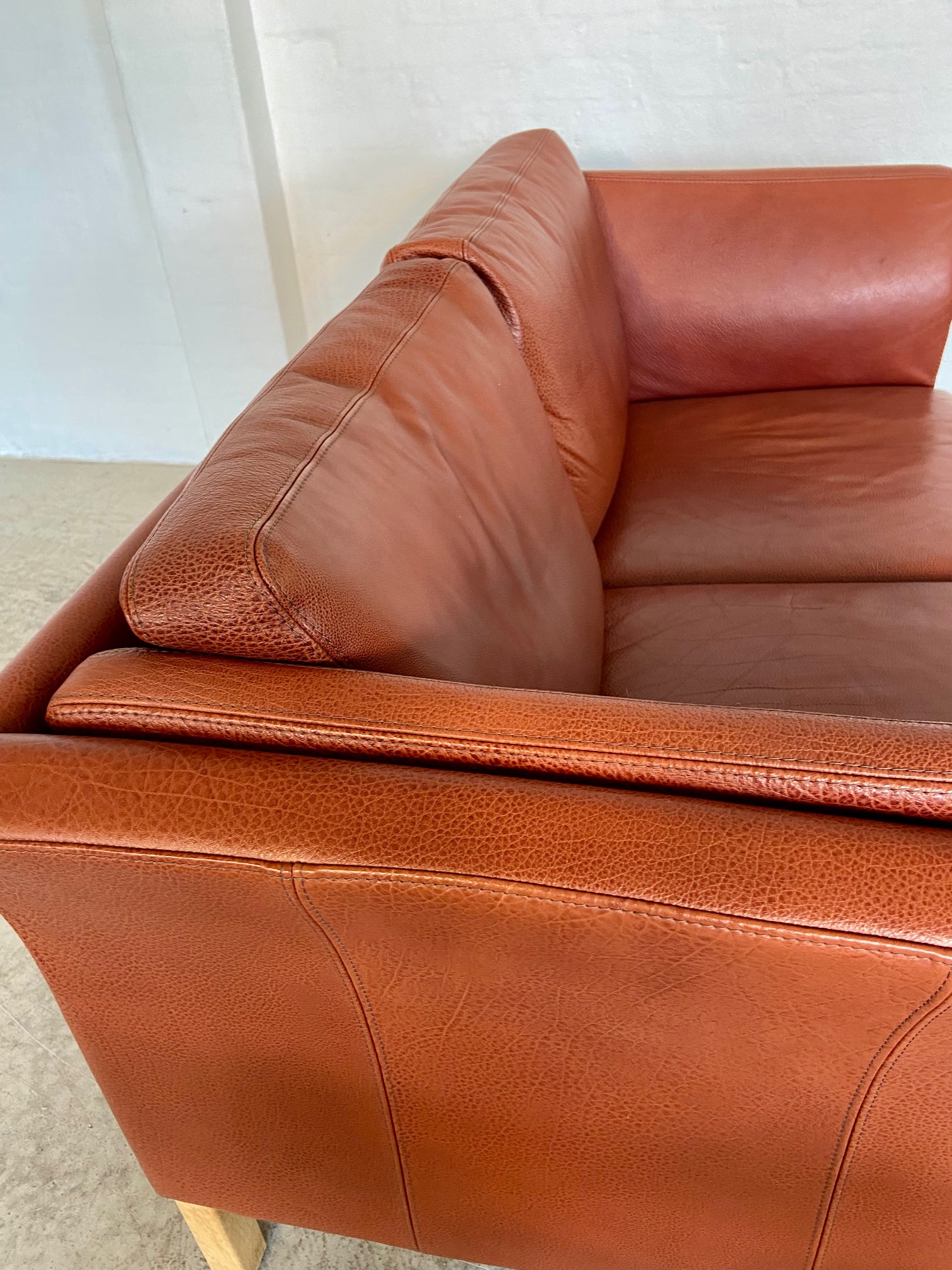 IMG_9391 Vintage Danish Retro Skalma 2 Person Sofa In Cognac Leather