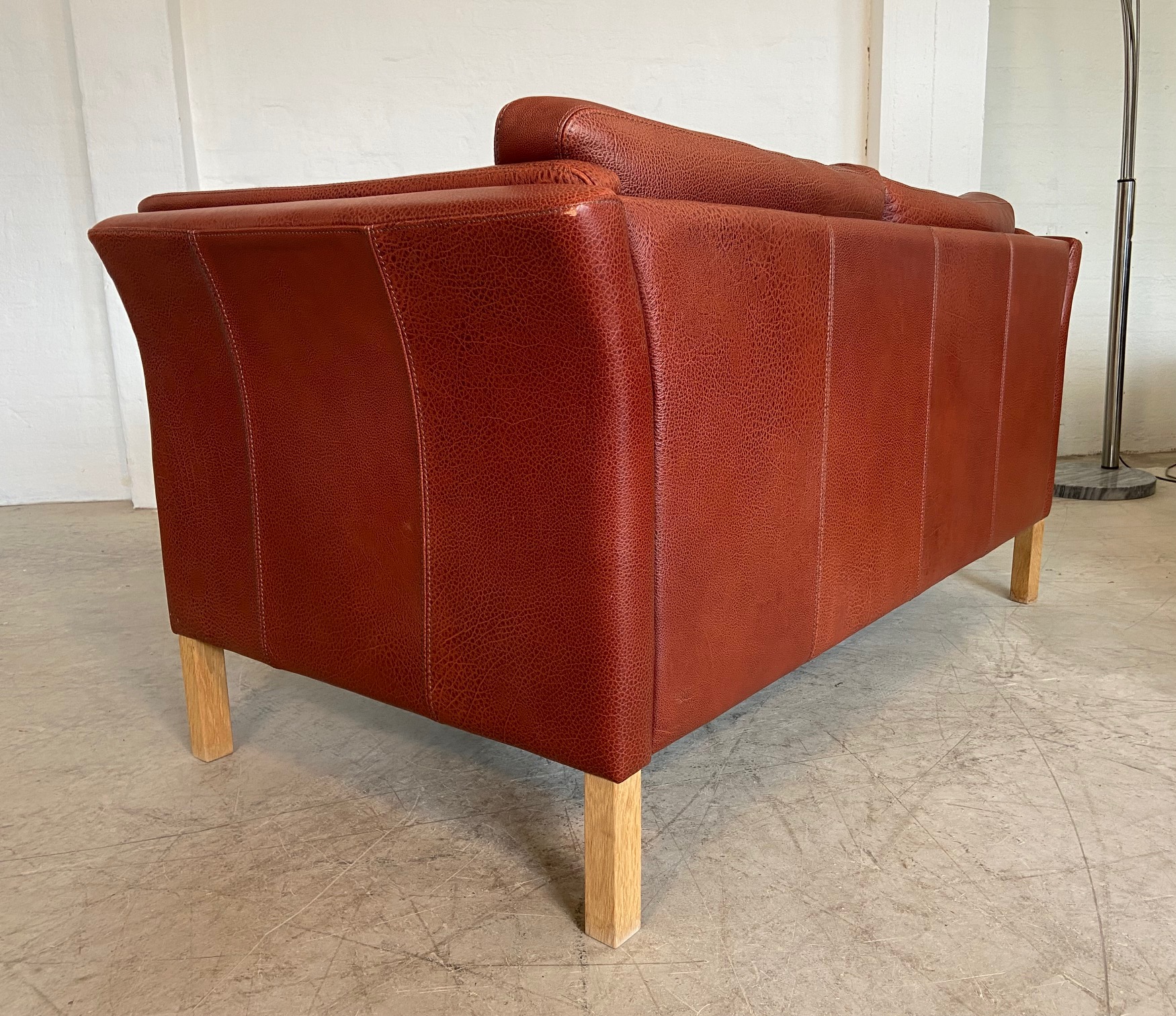 IMG_9394 Vintage Danish Retro Skalma 2 Person Sofa In Cognac Leather