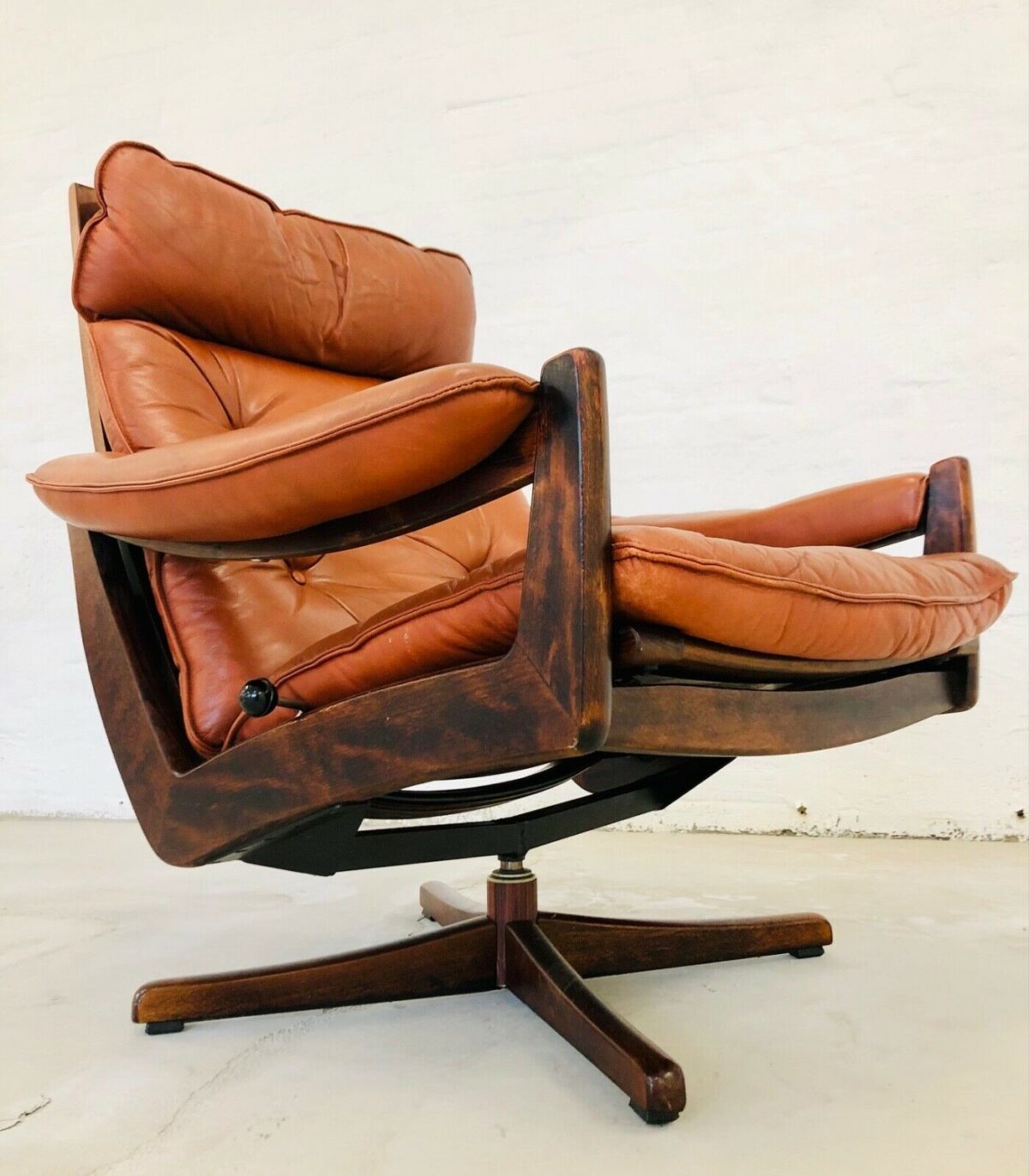 Vintage Danish Deluxe Gote Mobler Reclining Lounge Chair 1970s