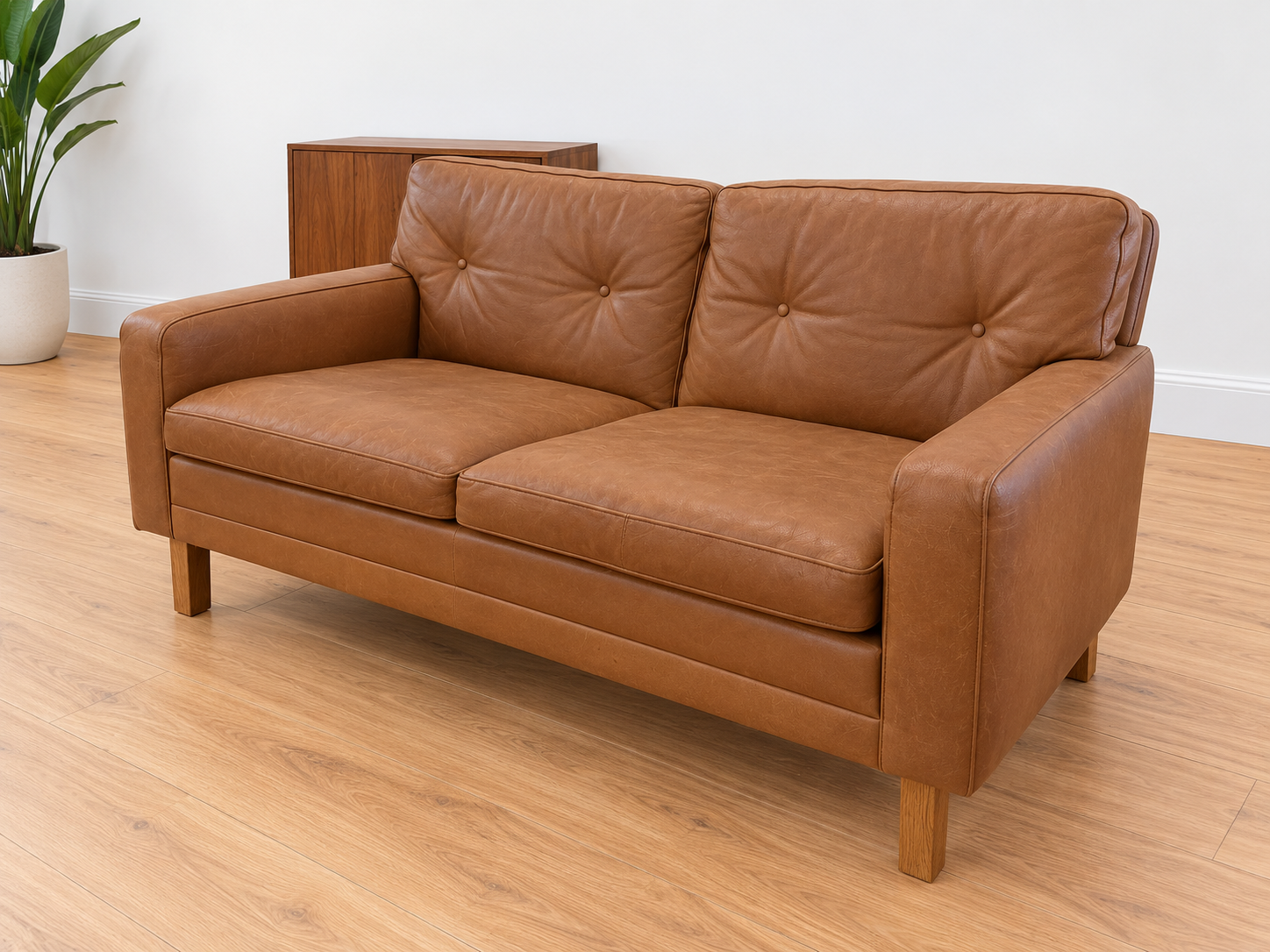 Mid Century Scandinavian Peem Oy,  2 Seater Cognac Leather Sofa 1960's