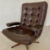 IMG_4667 Danish Vintage Mid Century Brown leather and chromed Swivel chair 1970,s