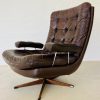 IMG_4668 Danish Vintage Mid Century Brown leather and chromed Swivel chair 1970,s