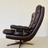 IMG_4669 Danish Vintage Mid Century Brown leather and chromed Swivel chair 1970,s