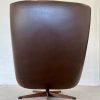 IMG_4672 Danish Vintage Mid Century Brown leather and chromed Swivel chair 1970,s