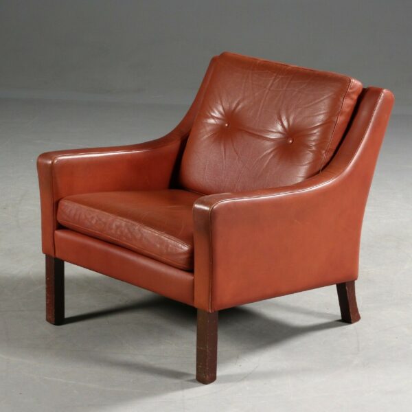 image Vintage Danish Mid Century Lounge Chair In Cognac Leather And Rosewood