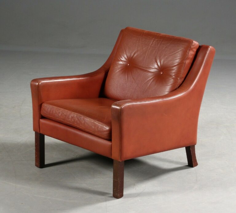 image Vintage Danish Mid Century Lounge Chair In Cognac Leather And Rosewood
