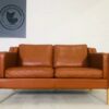 Vintage Danish Mid Century 2 Person Sofa In Cognac Leather 1960's