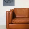 Vintage Danish Mid Century 2 Person Sofa In Cognac Leather 1960's
