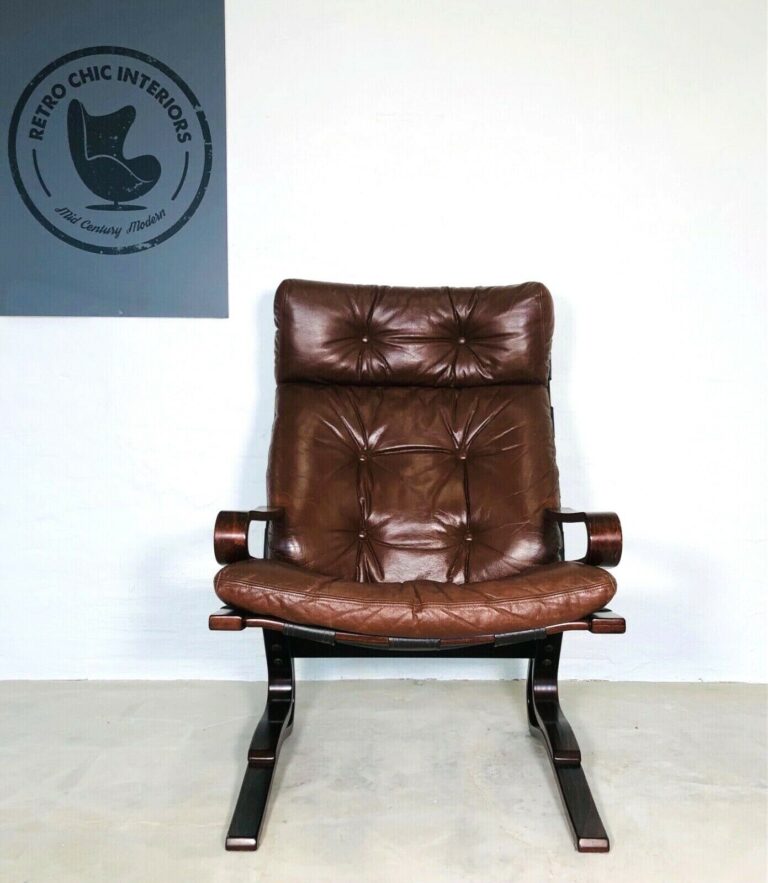 Vintage Norwegian Mid Century Brown Leather Chair By Elsa & Nordahl