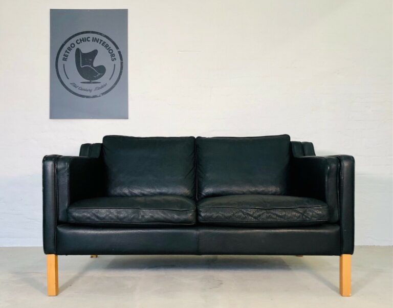 Vintage Danish Mid Century Georg Thams Leather 2 Person Sofa 1970's