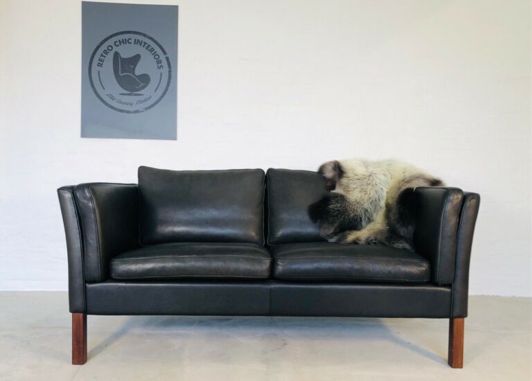 Vintage Danish Mid Century Georg Thams Leather 2 Person Sofa 1960's