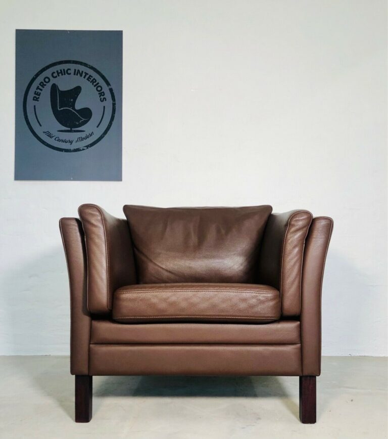 image Vintage Danish Mid Century Lounge Chair In Dark Cognac Leather And Rosewood