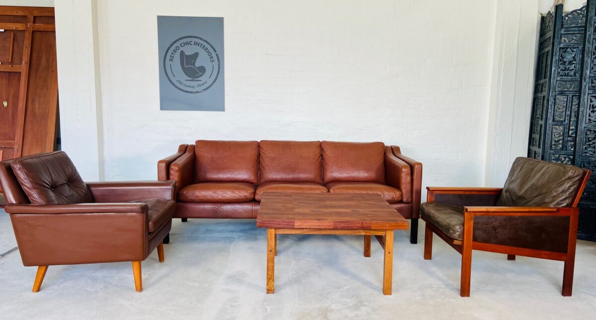 Danish lounge chair and coffee table set