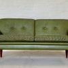 Vintage Danish Mid Century Svend Skipper 2 Person sofa in Olive green leather  1965
