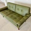 Vintage Danish Mid Century Svend Skipper 2 Person sofa in Olive green leather  1965