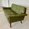 Vintage Danish Mid Century Svend Skipper 2 Person sofa in Olive green leather  1965