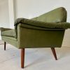 Vintage Danish Mid Century Svend Skipper 2 Person sofa in Olive green leather  1965