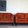 Vintage Danish Mid Century Morgans Hansen lounge set in Cognac Leather 1960,s