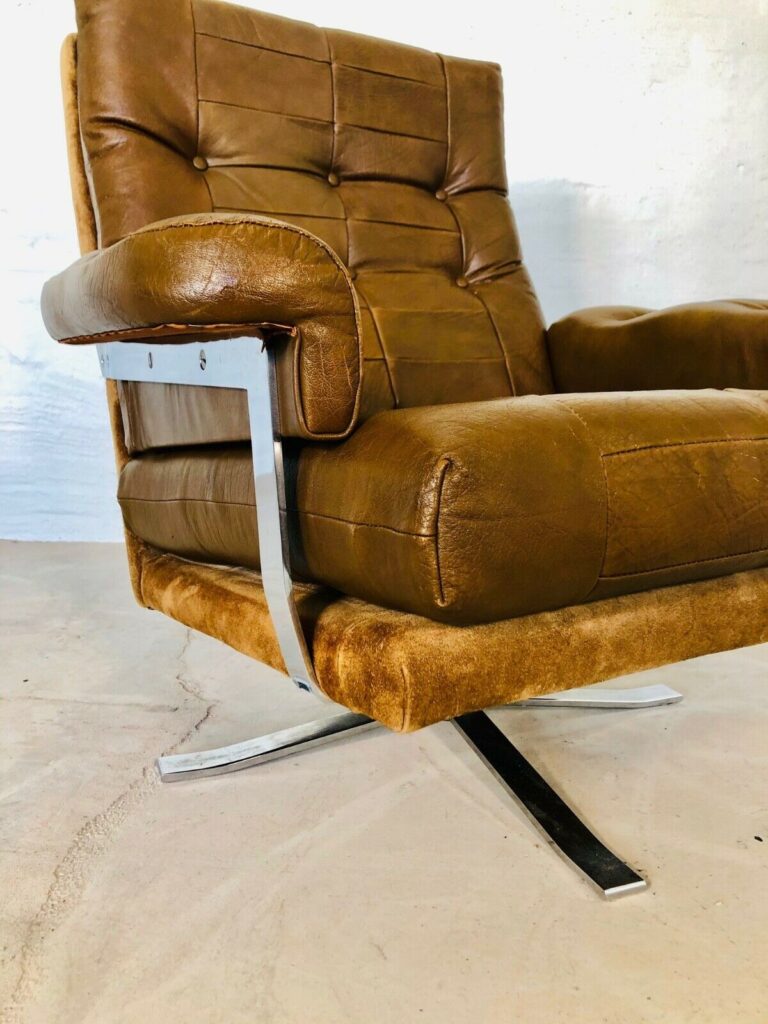 image Vintage Danish Mid Century Leather And Chrome Lounge Chair By Ebbe Gehl 1975