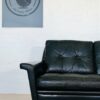 Vintage Danish Mid Century Svend Skipper Black Leather 2 Person Sofa 1965