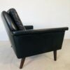 Vintage Danish Mid Century Svend Skipper Black Leather 2 Person Sofa 1965