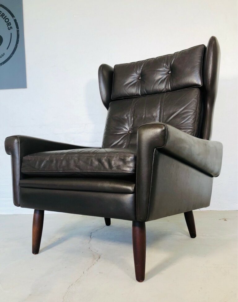 Vintage Danish Mid Century Svend Skipper High Back Lounge Chair 1965