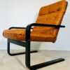 Vintage Danish Mid Century Lounge Chairs In Cognac Faux Leather And Rosewood
