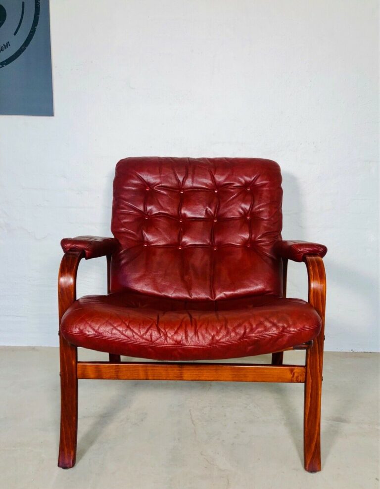 Vintage Swedish Mid Century Cognac Leather Lounge Chair By Gote Mobler