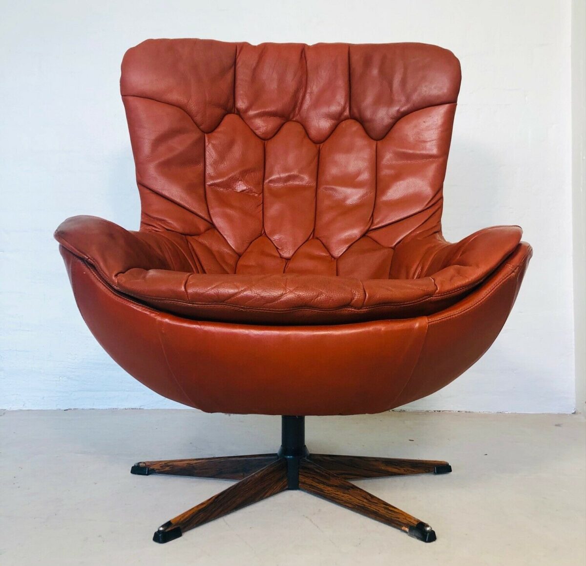Vintage Danish Mid Century "Egg" Lounge Chair & Matching Footstool 1970's