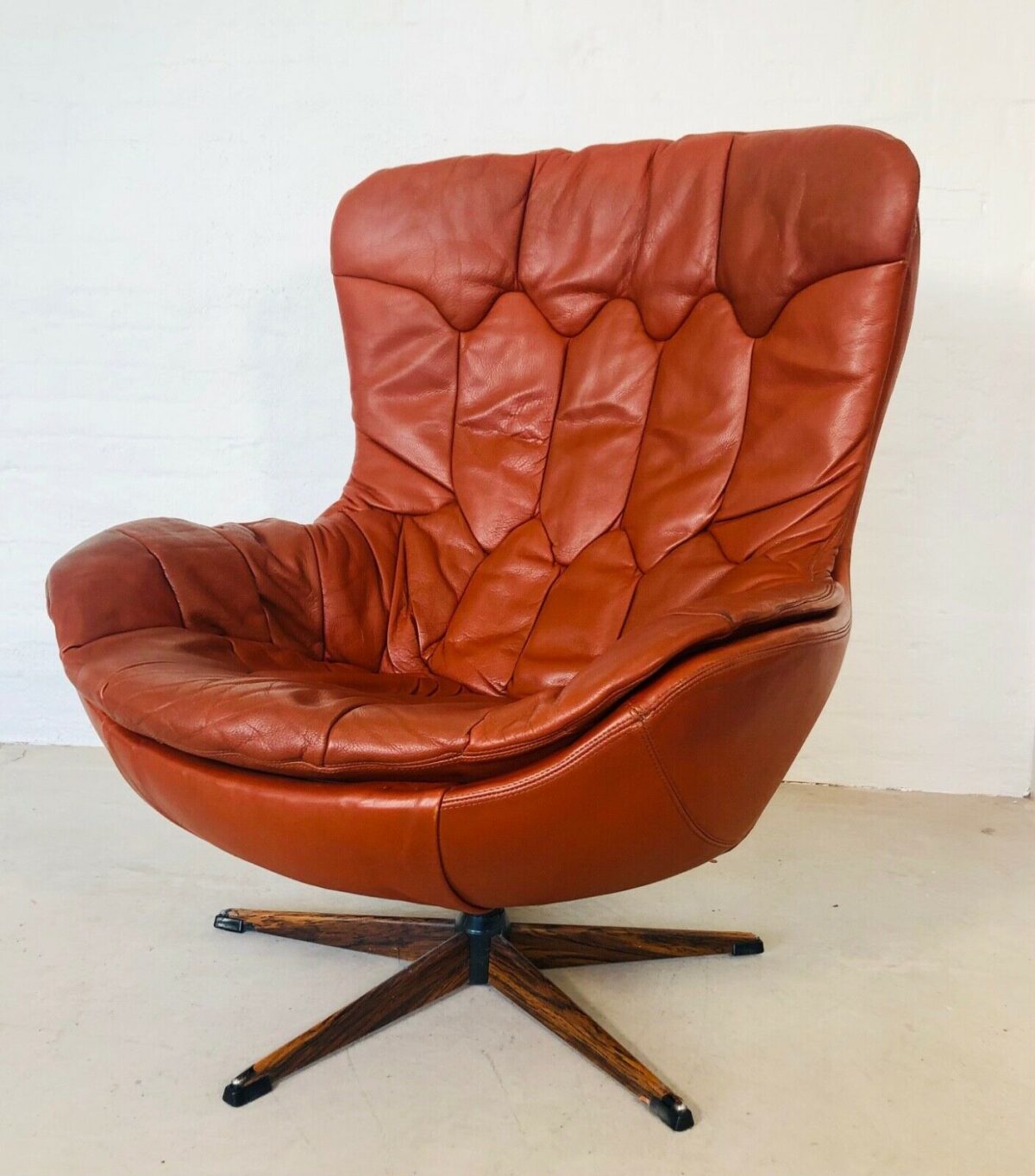 Vintage Danish Mid Century "Egg" Lounge Chair & Matching Footstool 1970's