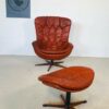 Vintage Danish Mid Century "Egg" Lounge Chair & Matching Footstool 1970's