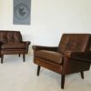 Vintage Danish Mid Century Svend Skipper Leather Lounge Chairs 1965