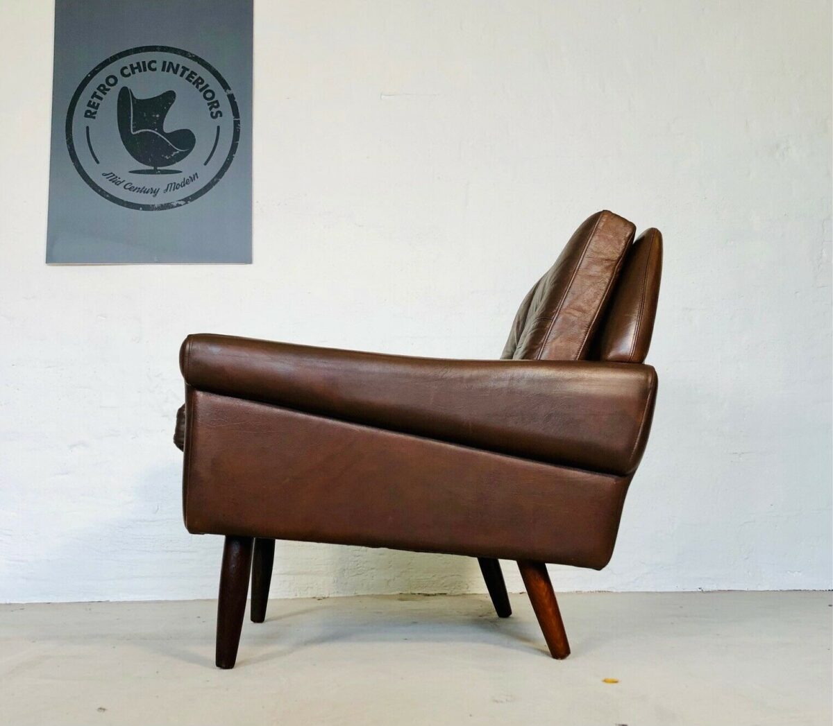 Vintage Danish Mid Century Svend Skipper Leather Lounge Chairs 1965