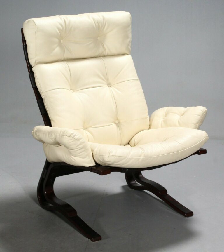 Vintage Norwegian Mid Century Leather Lounge Chair By Oddvin Rykken